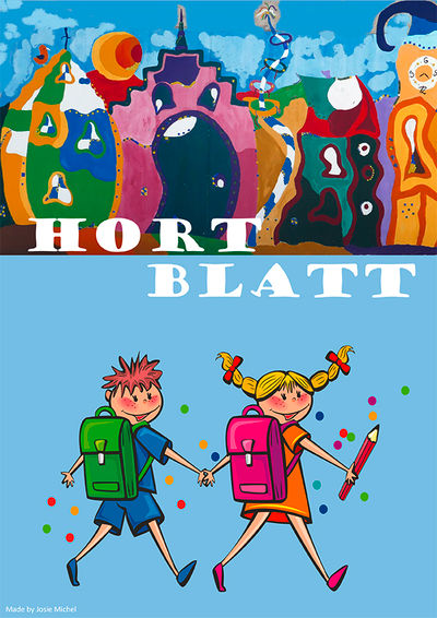 Titelbild Hort-Blatt mit Hort-Logo und fröhlichen Kindern